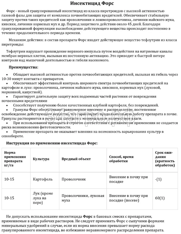 Инсектицид Форс 100 гр.